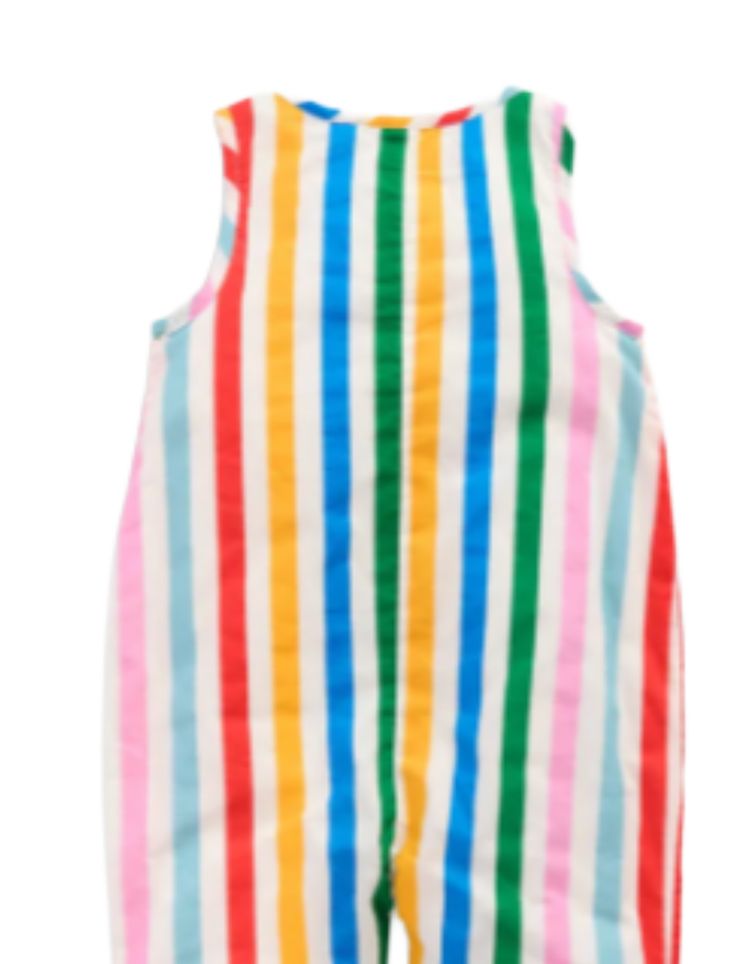 Mini Boden Kids Woven Romper in Rainbow Multi Stripe image 7