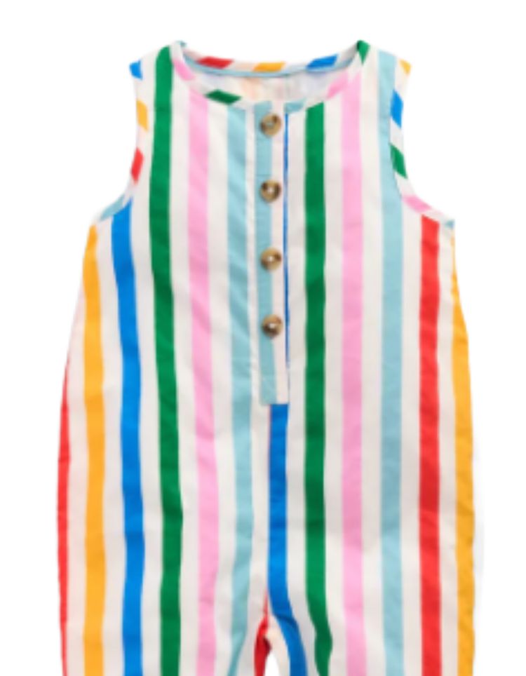 Mini Boden Kids Woven Romper in Rainbow Multi Stripe image 6