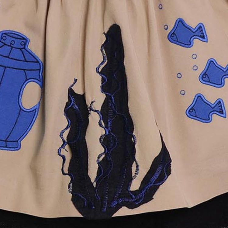 MAGIC MENDING PRELOVED Beige Cotton Skirt with Submarine, 4 years imagen 3
