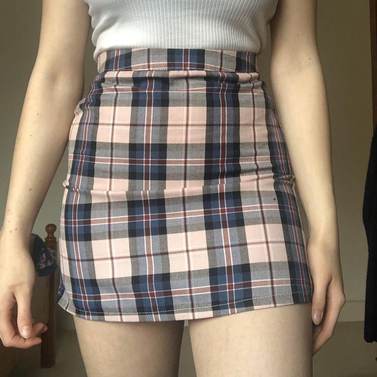 Other Pink and blue tartan mini skirt product image