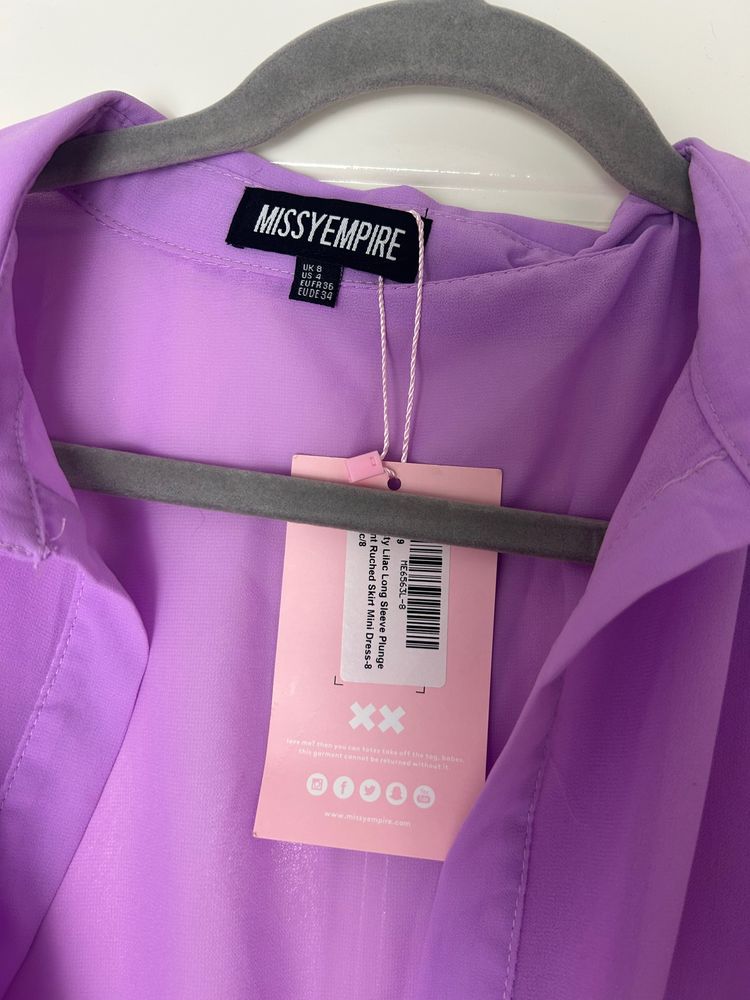 Missy Empire purple ruched dress obraz 3