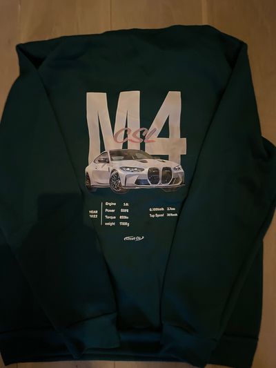Dark Green Sweatshirt With Car Graphic