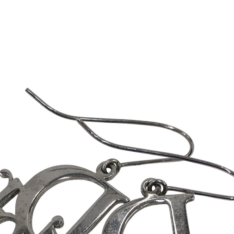 Christian Dior Logo Spellout Silver Hoop Earrings image 2