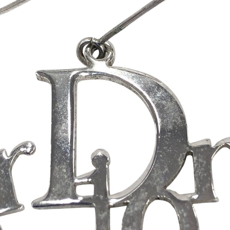 Christian Dior Logo Spellout Silver Hoop Earrings image 4