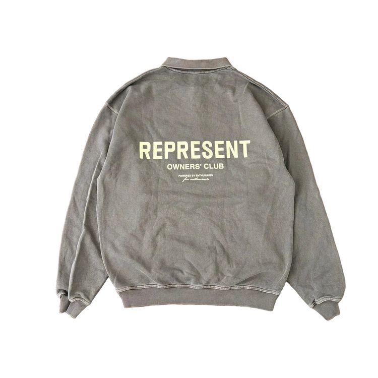 Represent Clo. Brown Owners Club Logo Oversized Polo Sweatshirt