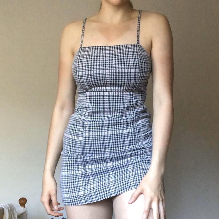 Bershka Bershka pink and black gingham mini dress product image