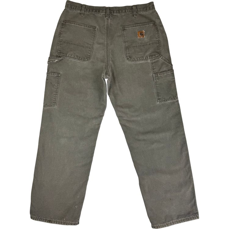 Carhartt Flannel Lined Carpenter Workwear Trousers Green imagen 1