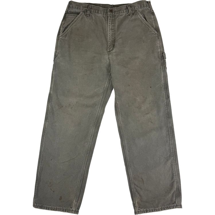 Carhartt Flannel Lined Carpenter Workwear Trousers Green obraz 8