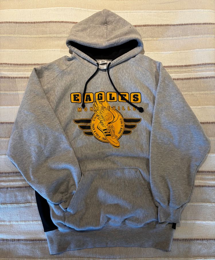 Grey Hoodie With Eagles Monroeville Print