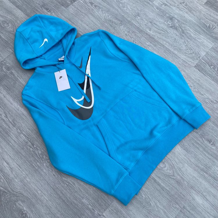 Nike Swoosh Fleece Cargo Full Tracksuit Hoodie Shorts Set - Baltic Blue 2