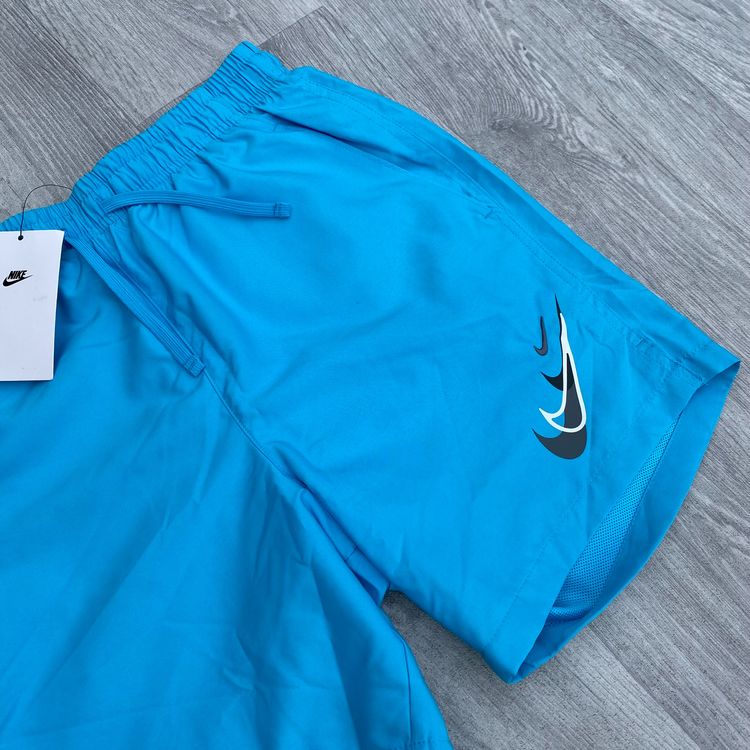 Nike Swoosh Fleece Cargo Full Tracksuit Hoodie Shorts Set - Baltic Blue 7