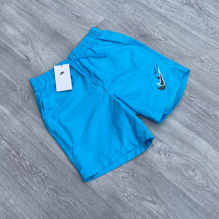 Nike Swoosh Fleece Cargo Full Tracksuit Hoodie Shorts Set - Baltic Blue 6
