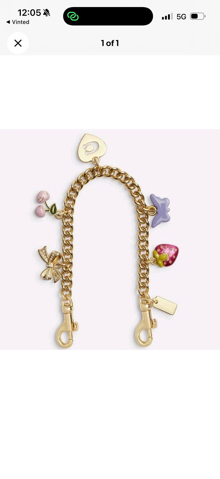COACH Gold Charm Chain With Colorful Charms