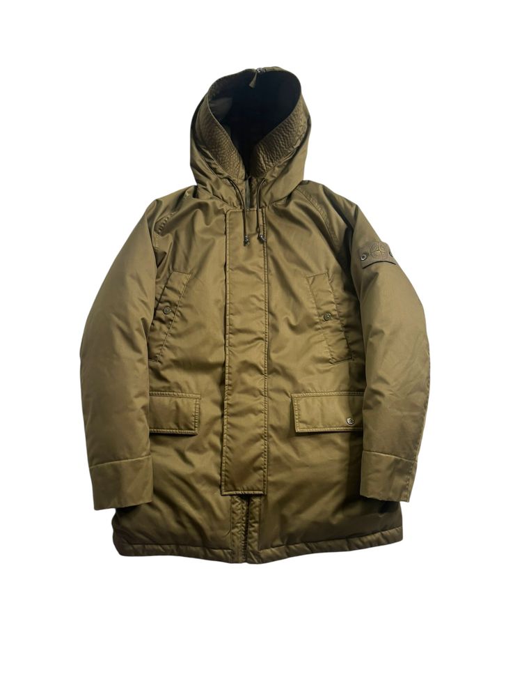 Olive Green Hooded Parka Jacket stone island ghost