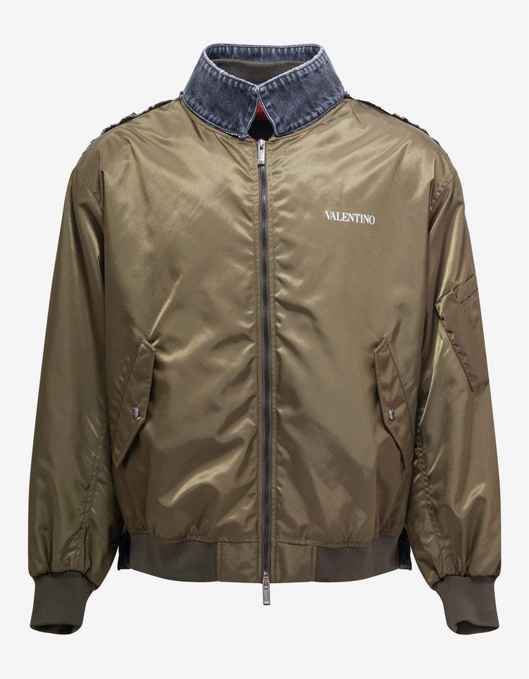 Valentino Valentino Khaki Nylon & Denim Bomber Jacket product image