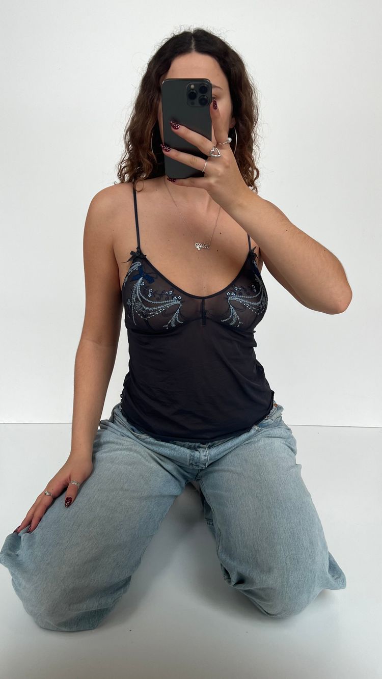 Other 00s navy mesh cami- size M product image