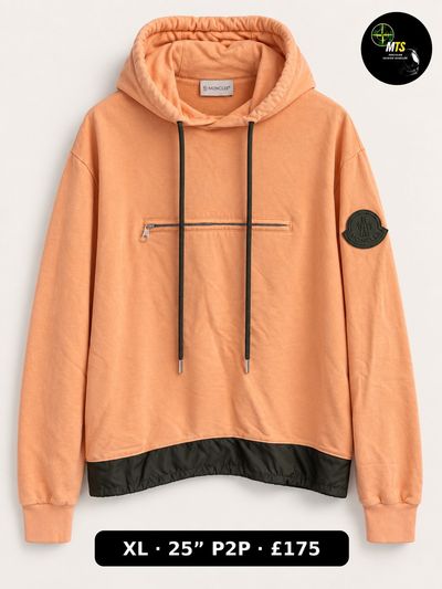 2500 Moncler Peach Hoodie With Black Hem 25” p2p