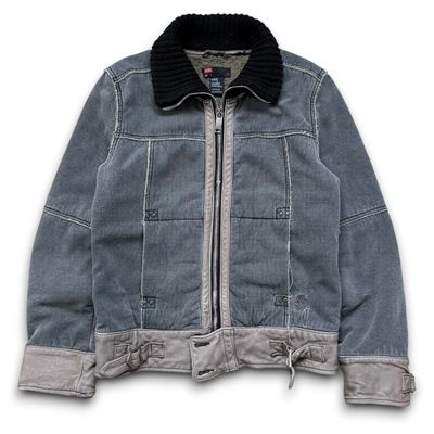 Diesel 2000's distressed panelled fitted high collar jacket (S)