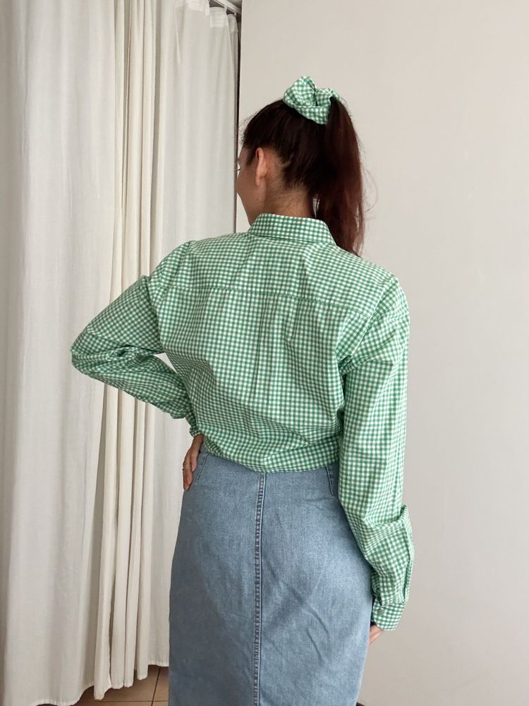 Crop + scrunchie vichy verde image 2