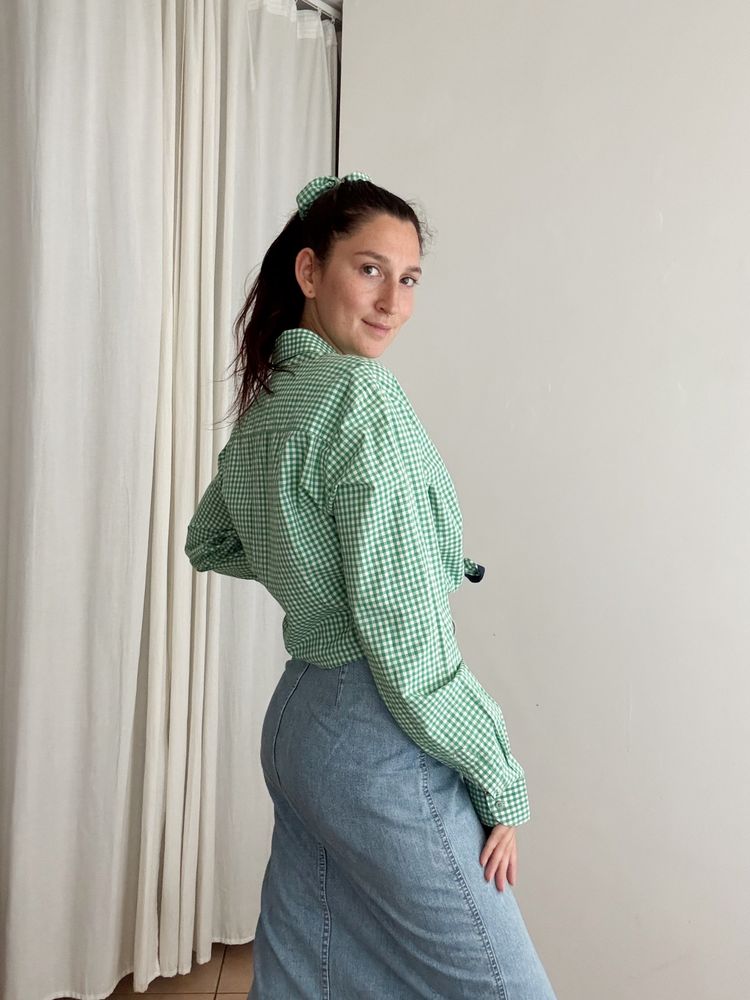 Crop + scrunchie vichy verde image 3