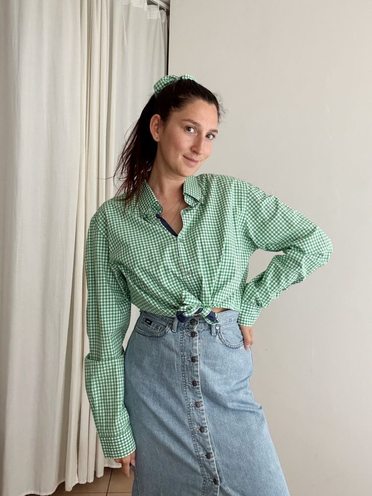 Crop + scrunchie vichy verde image 1
