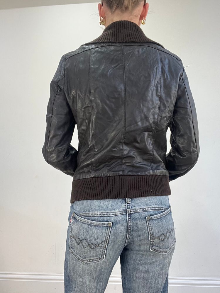vintage edit sixteen | small brown faux leather dual zip jacket 7