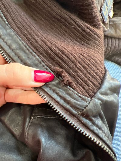 vintage edit sixteen | small brown faux leather dual zip jacket 9