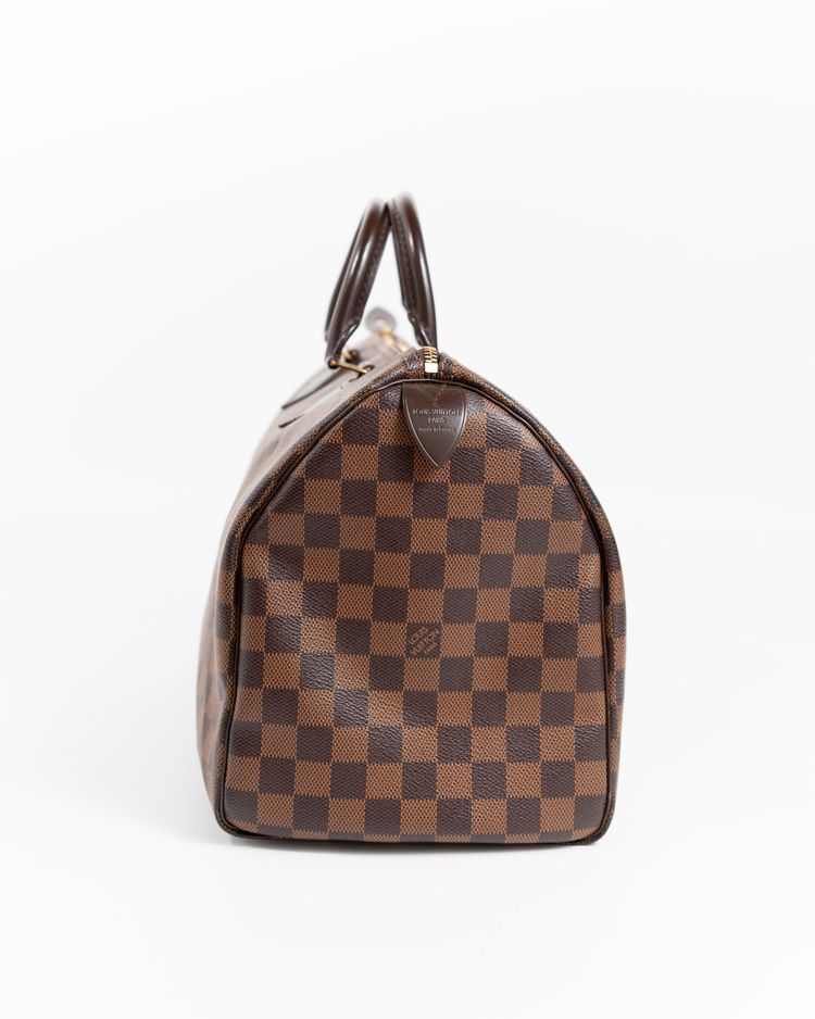 Louis Vuitton Borsa Speedy 35 Tela Damier Ébène Marrone — Pre-owned Autentica obraz 7
