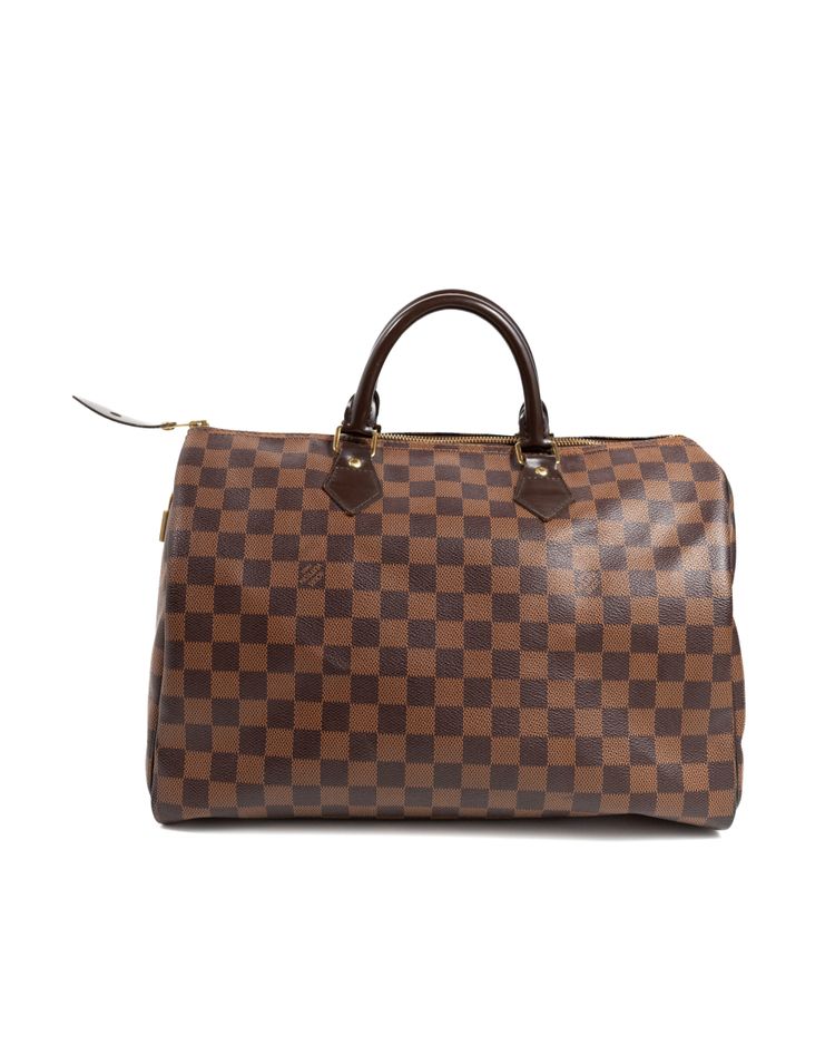 Louis Vuitton Borsa Speedy 35 Tela Damier Ébène Marrone — Pre-owned Autentica obraz 11