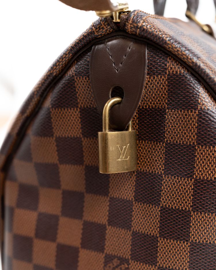 Louis Vuitton Borsa Speedy 35 Tela Damier Ébène Marrone — Pre-owned Autentica obraz 4