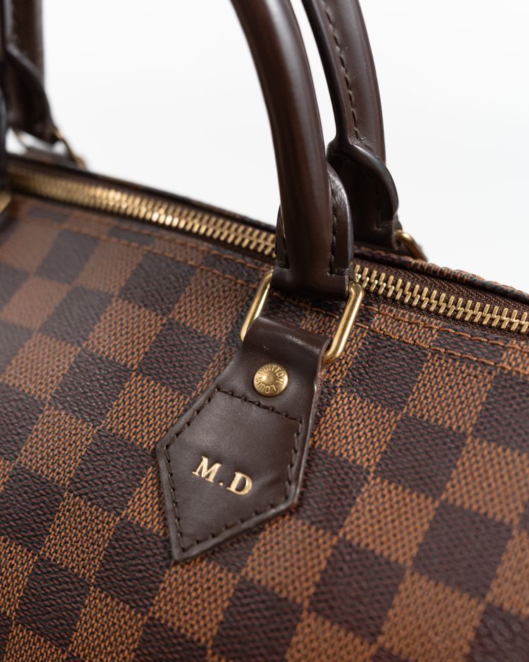 Louis Vuitton Borsa Speedy 35 Tela Damier Ébène Marrone — Pre-owned Autentica obraz 5