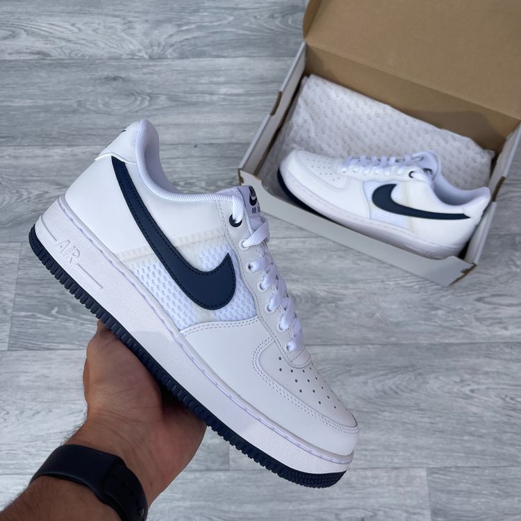 Nike Air Force 1 '07 LV8 Trainers Sneakers - White/Midnight Navy