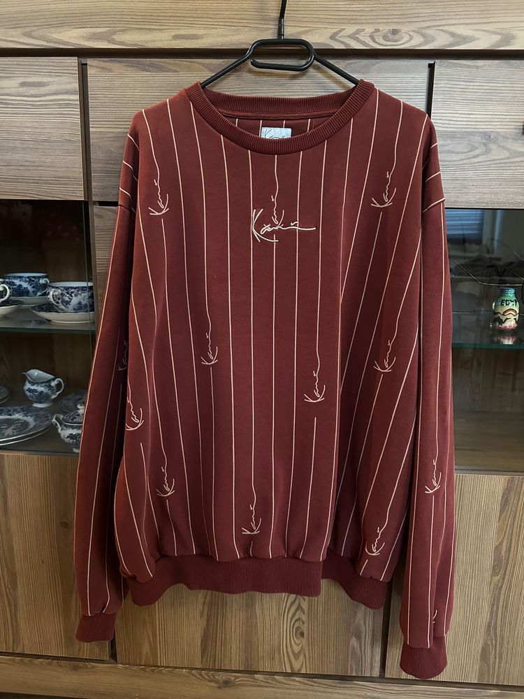 Brown Striped Karl Kani Sweatshirt With Abstract Line Patterns
