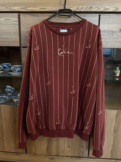 Brown Striped Karl Kani Sweatshirt With Abstract Line Patterns