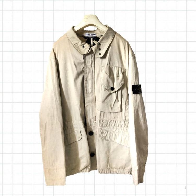 Stone Island Vintage Rare 2004 Stone Island Raso Gommato Sample Jacket In Beige product image