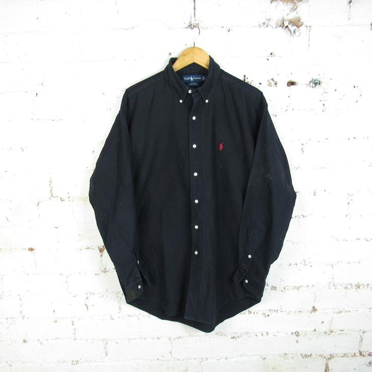 Ralph Lauren VINTAGE MENS RALPH LAUREN BLACK NEEDLE CORD BUTTON UP CASUAL SHIRT product image