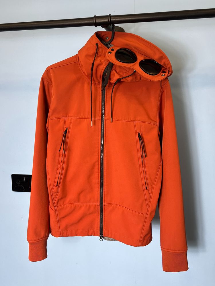 Medium C.P. Company Orange Fleece Lined Soft Shell Goggle Jacket