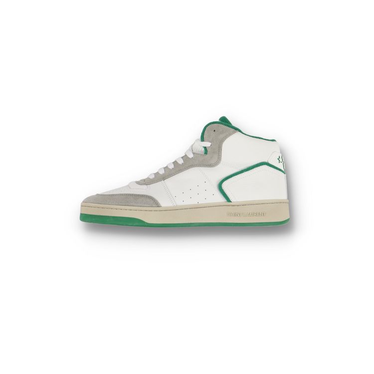 Saint Laurent Paris White And Green SL/80 Mid-Top Trainers