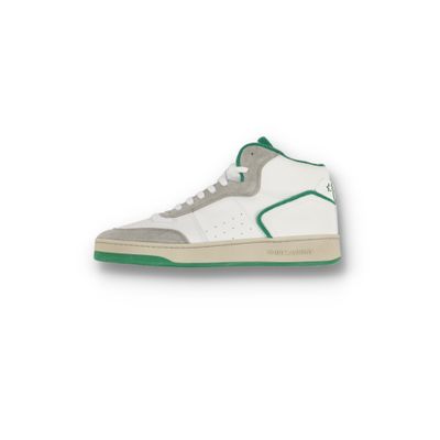 Saint Laurent Paris White And Green SL/80 Mid-Top Trainers