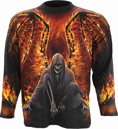 Spiral - FLAMING DEATH - Allover Longsleeve T-Shirt Black