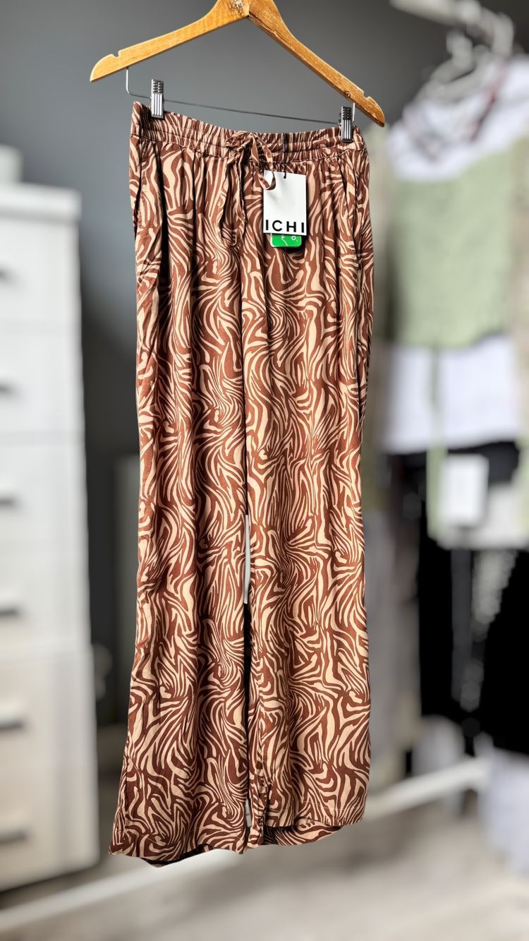 Ichi Patterned Pants NEW 100% VISCOZE L/XL 