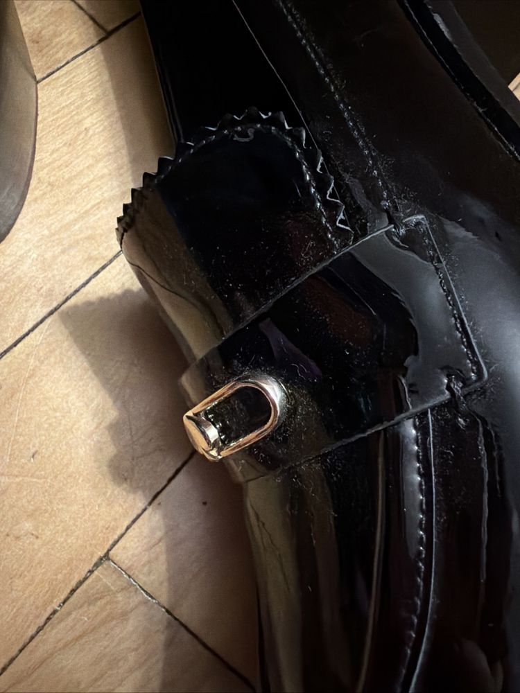 Kate Spade Hallie Heeled Loafer Black Patent Leather Block Heel Shoes Uk 5 £250 image 7