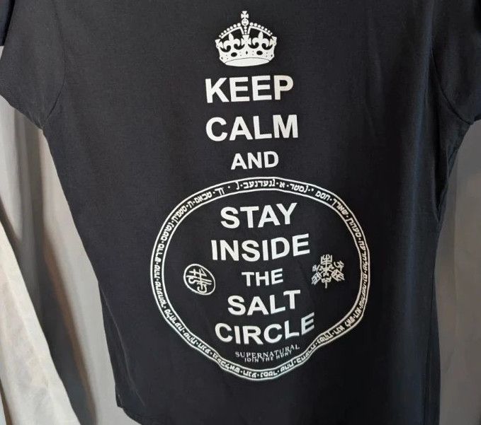 Official Supernatural Salt Circle Graphic T-Shirt 2XL Black Cotton image 9