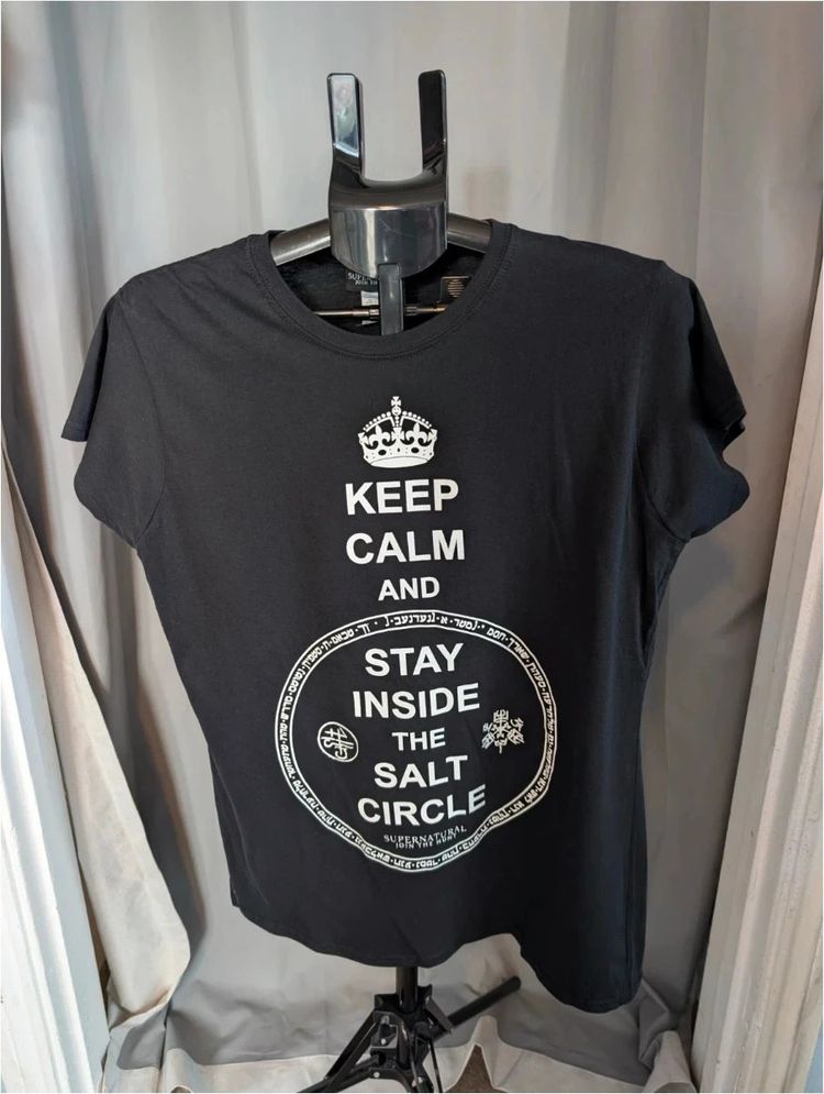 Official Supernatural Salt Circle Graphic T-Shirt 2XL Black Cotton image 1