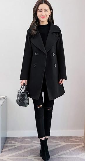Black Double-Breasted Coat image 1
