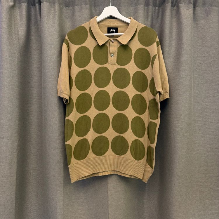 Stüssy Polka Dot Knit Polo Tan L image 1