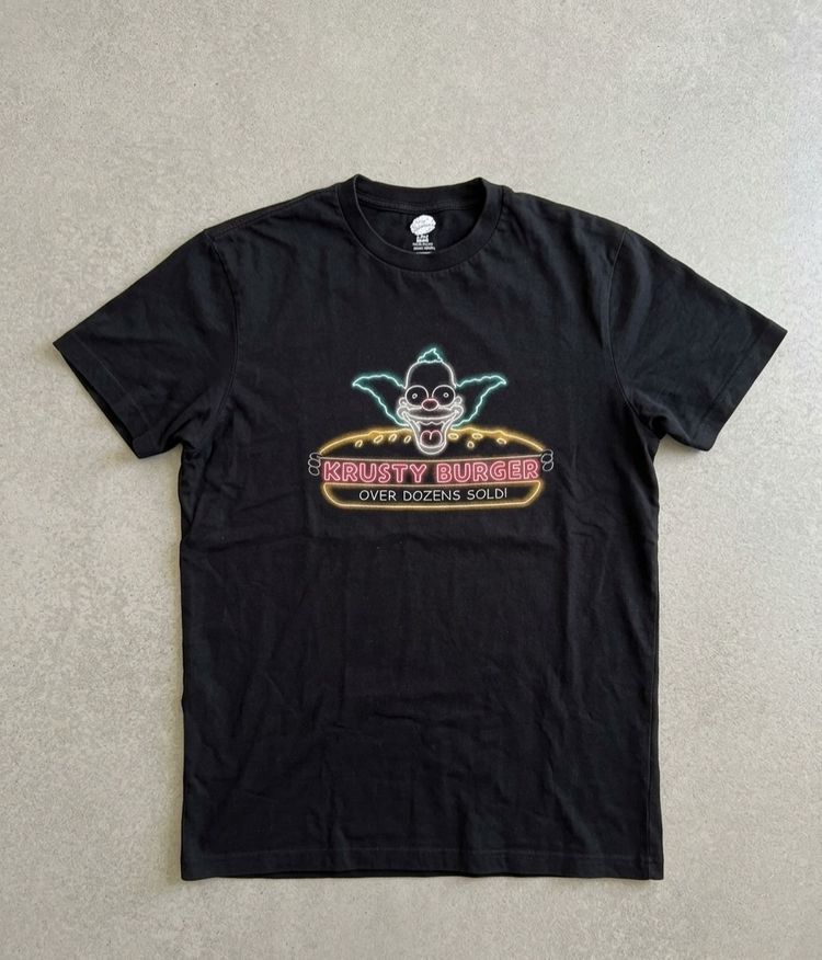 Black Graphic T-Shirt With Krusty Burger Print