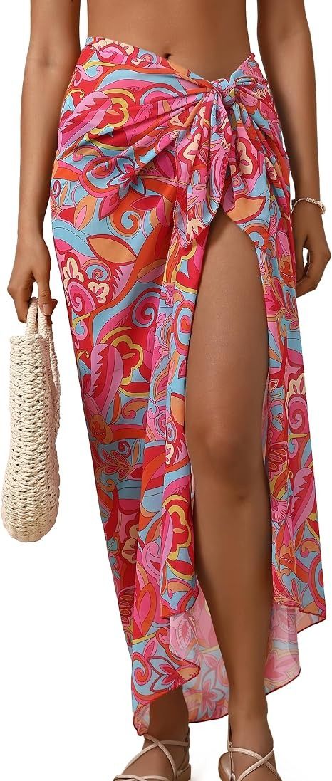Colorful Floral Sarong Wrap Skirt And Dress image 1