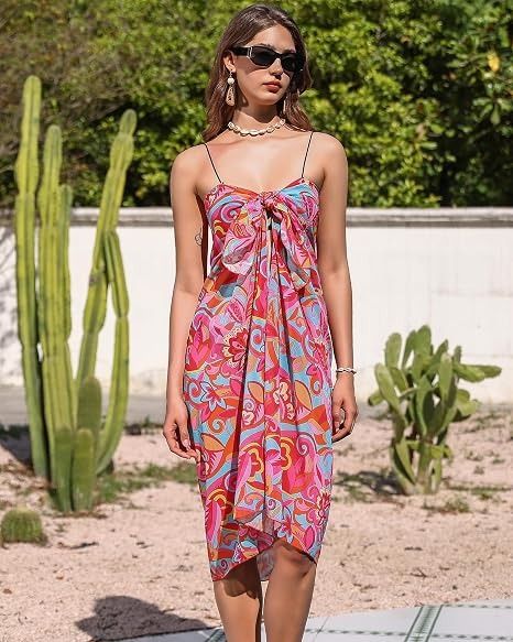 Colorful Floral Sarong Wrap Skirt And Dress image 4