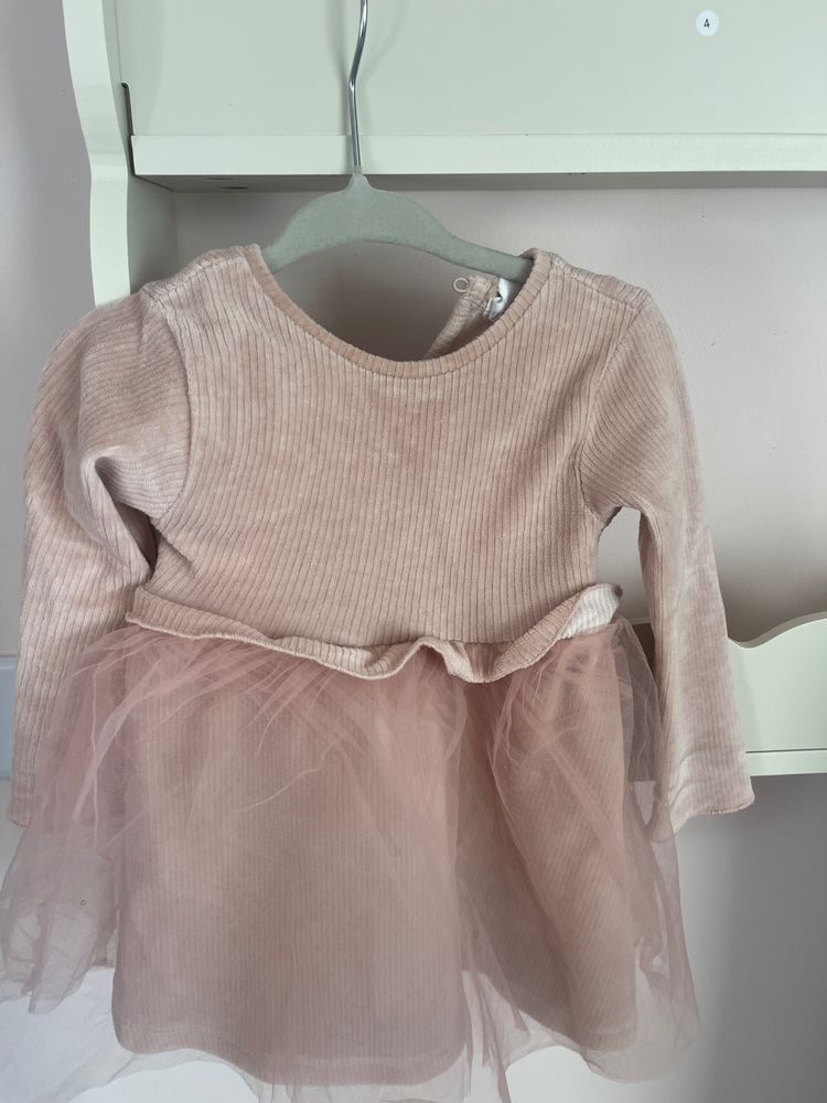 Pink Long Sleeve Dress With Tulle Skirt